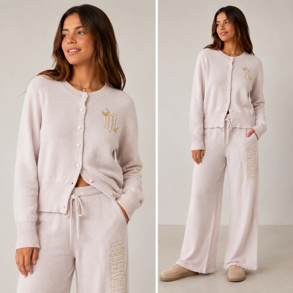 Wicked x Paul Tazewell Women’s Small Pink Knit Lounge Set Cardigan Wide Leg Pant